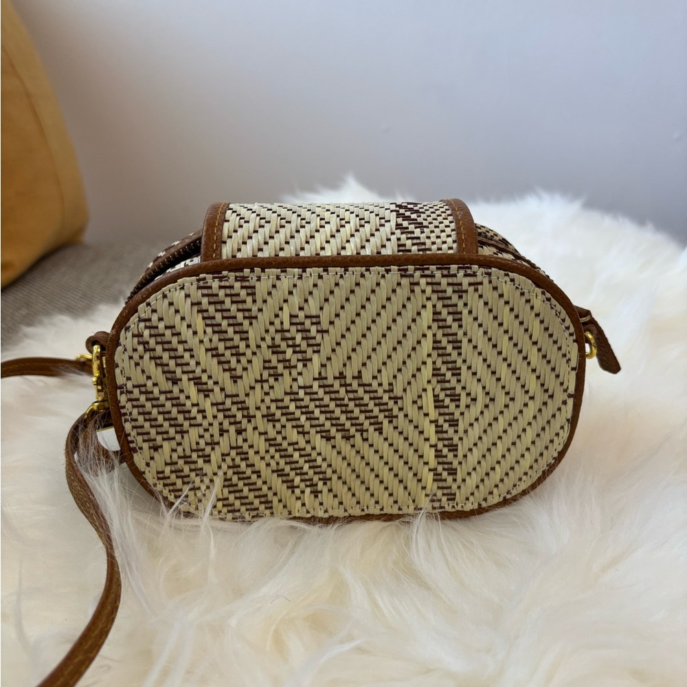 Halo Halo Brown and Cream Woven Crossbody Bag
